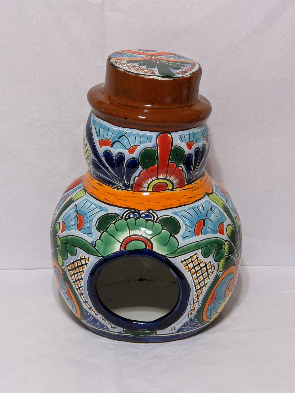 Frosty the Snowman Christmas Home Decor, Colorful Talavera Pottery, Indoor Outdoor Ceramic Decoration, Table Decor, Handmade in Mexico