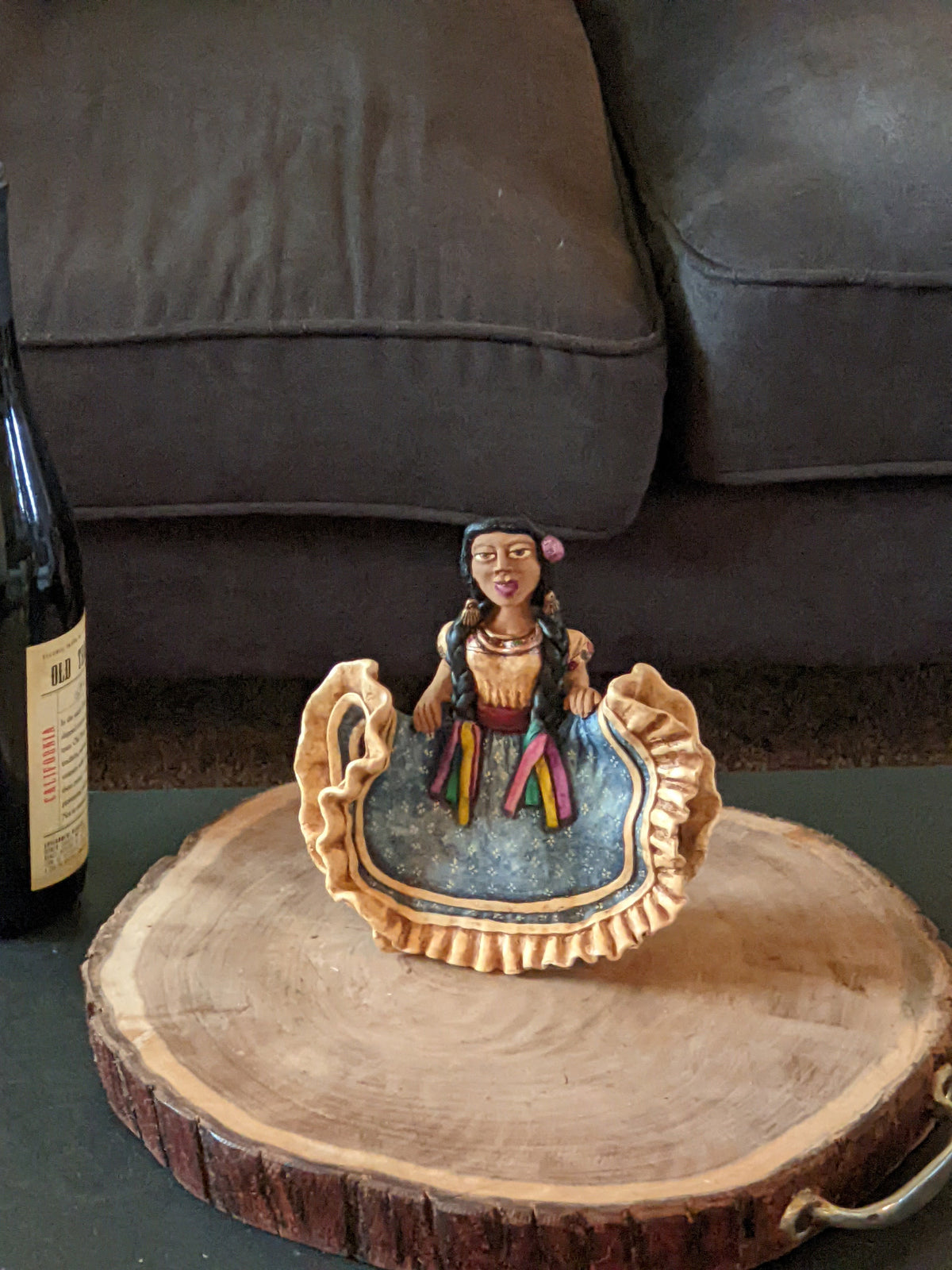 Woman Figurine in Oaxacan Dress, Mexican Folk Art, Authentic Home Decor, Original Clay Statue from Oaxaca, Mexico by Jose Juan Aguilar