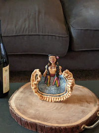 Woman Figurine in Oaxacan Dress, Mexican Folk Art, Authentic Home Decor, Original Clay Statue from Oaxaca, Mexico by Jose Juan Aguilar