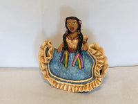 Woman Figurine in Oaxacan Dress, Mexican Folk Art, Authentic Home Decor, Original Clay Statue from Oaxaca, Mexico by Jose Juan Aguilar
