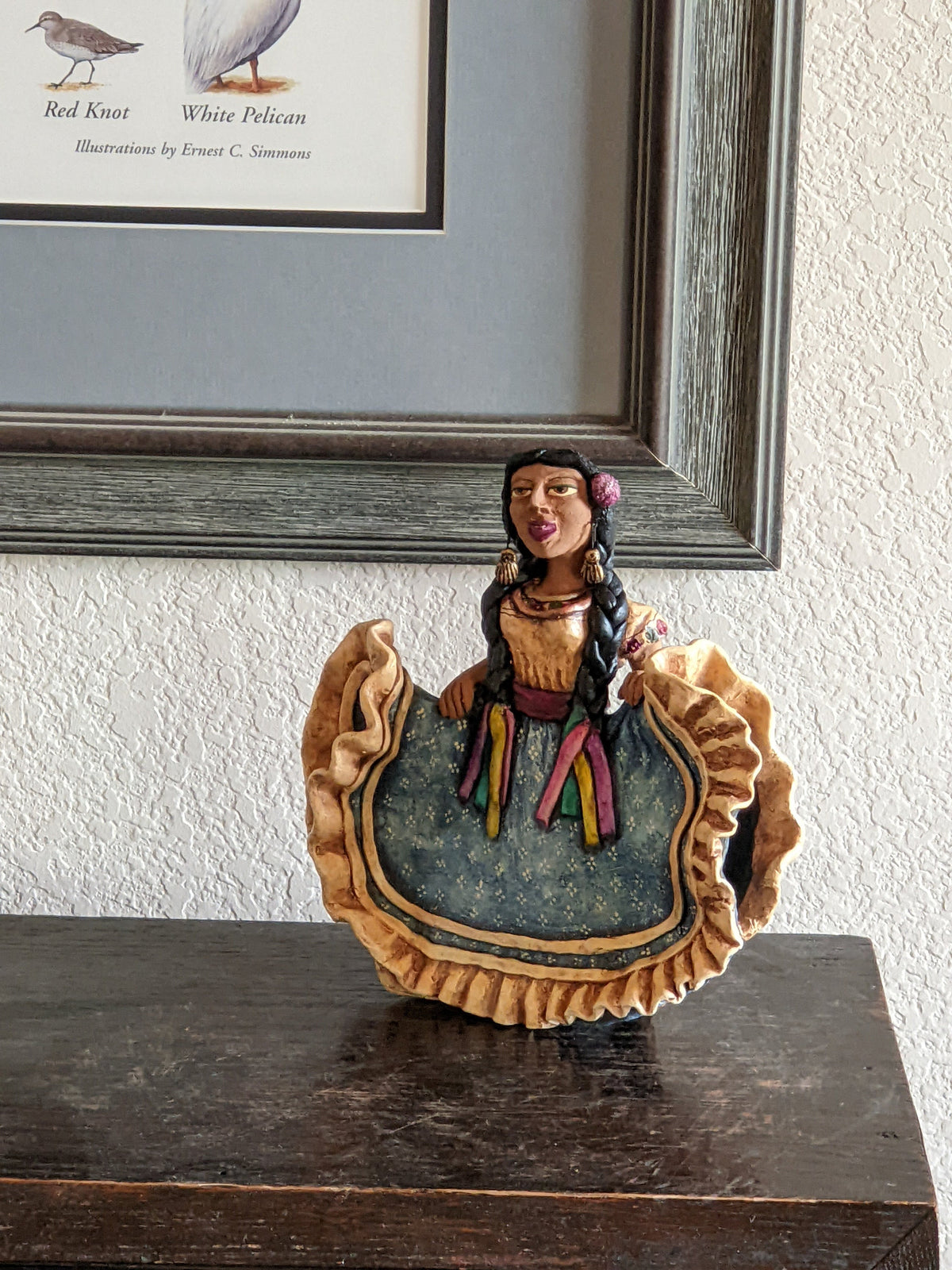Woman Figurine in Oaxacan Dress, Mexican Folk Art, Authentic Home Decor, Original Clay Statue from Oaxaca, Mexico by Jose Juan Aguilar