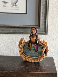 Woman Figurine in Oaxacan Dress, Mexican Folk Art, Authentic Home Decor, Original Clay Statue from Oaxaca, Mexico by Jose Juan Aguilar