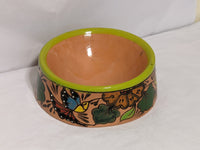 Dog Dish, Ceramic Pet Bowl, Talavera Pottery, Medium Dog Food Bowls, Pet Bowls, Hand Painted Dog Lover Gift, Green Rim & 4 Hummingbirds