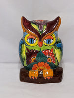 Owl Piggy Bank Home Decor, Talavera Pottery, Colorful Ceramic Owl Decoration, Owl Figurine Handmade & Handpainted in Mexico, Unique Gift