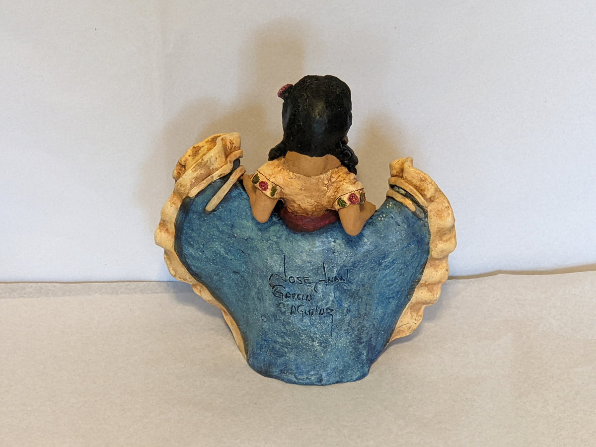 Woman Figurine in Oaxacan Dress, Mexican Folk Art, Authentic Home Decor, Original Clay Statue from Oaxaca, Mexico by Jose Juan Aguilar