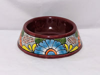 Dog Bowl - Ceramic Talavera Pottery, Colorful Dog Food Bowl, Pet Bowl from Mexico, Dog Dishes, Hand Painted Dog Lover Gift, Free S/H