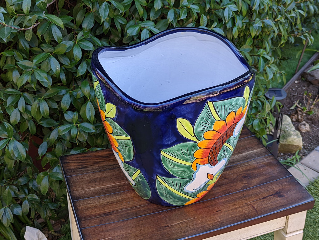 Colorful 13.5" Flower Pot, Talavera Ceramic Planter, Handmade Pottery, Outdoor Garden Decor, Indoor Home Decor, Unique Housewarming Gift