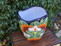 Colorful 13.5" Flower Pot, Talavera Ceramic Planter, Handmade Pottery, Outdoor Garden Decor, Indoor Home Decor, Unique Housewarming Gift