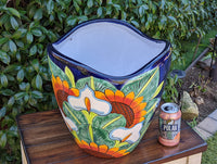 Colorful 13.5" Flower Pot, Talavera Ceramic Planter, Handmade Pottery, Outdoor Garden Decor, Indoor Home Decor, Unique Housewarming Gift