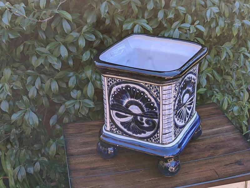 Pre-Order | Gorgeous 4 Footed Planter is a Handmade Ceramic Talavera Flower Pot for Outdoor Garden Decor, Indoor Home Decor, Ships 3-25