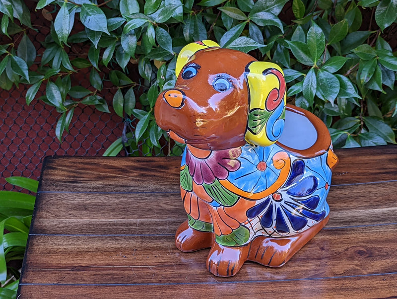 Cute Dog Flower Pot, Talavera Planter, Dog Decor, Flower Pots Outdoor, Dog Decorations, Handmade Mexican Talavera Pottery, Cute Dog Gifts