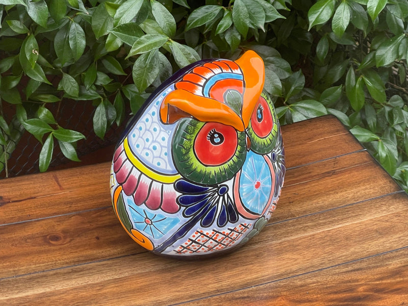 Owl Flower Pot, Talavera Ceramic Planter, Handmade  Pottery, Outdoor Garden Decor, Indoor Planter Home Decor, Unique Gift for Birders
