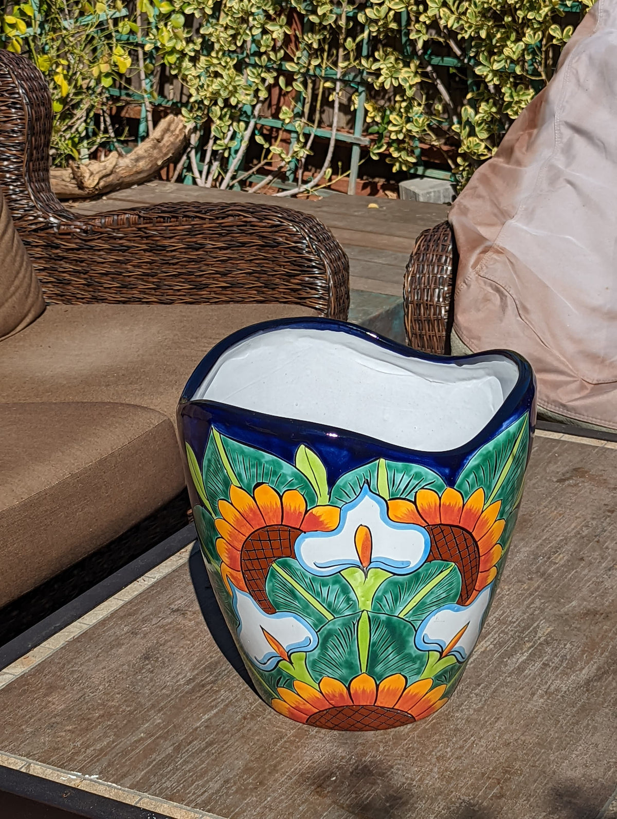 Colorful 13.5" Flower Pot, Talavera Ceramic Planter, Handmade Pottery, Outdoor Garden Decor, Indoor Home Decor, Unique Housewarming Gift