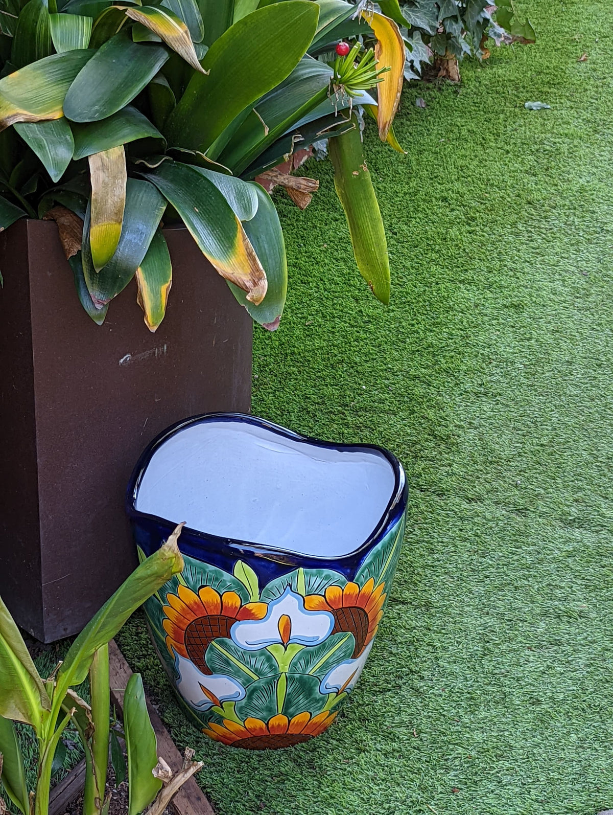 Colorful 13.5" Flower Pot, Talavera Ceramic Planter, Handmade Pottery, Outdoor Garden Decor, Indoor Home Decor, Unique Housewarming Gift