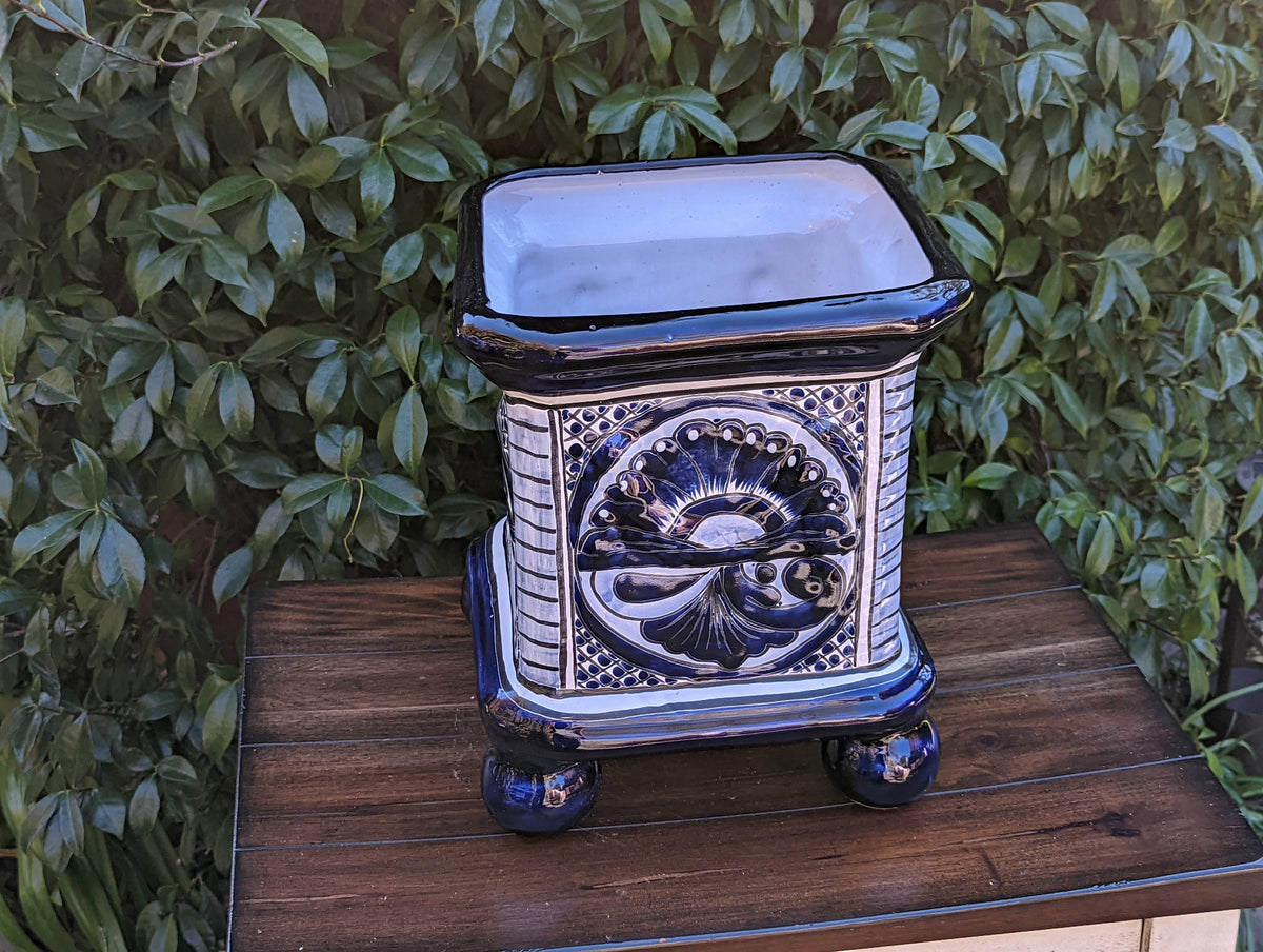 Pre-Order | Gorgeous 4 Footed Planter is a Handmade Ceramic Talavera Flower Pot for Outdoor Garden Decor, Indoor Home Decor, Ships 3-25