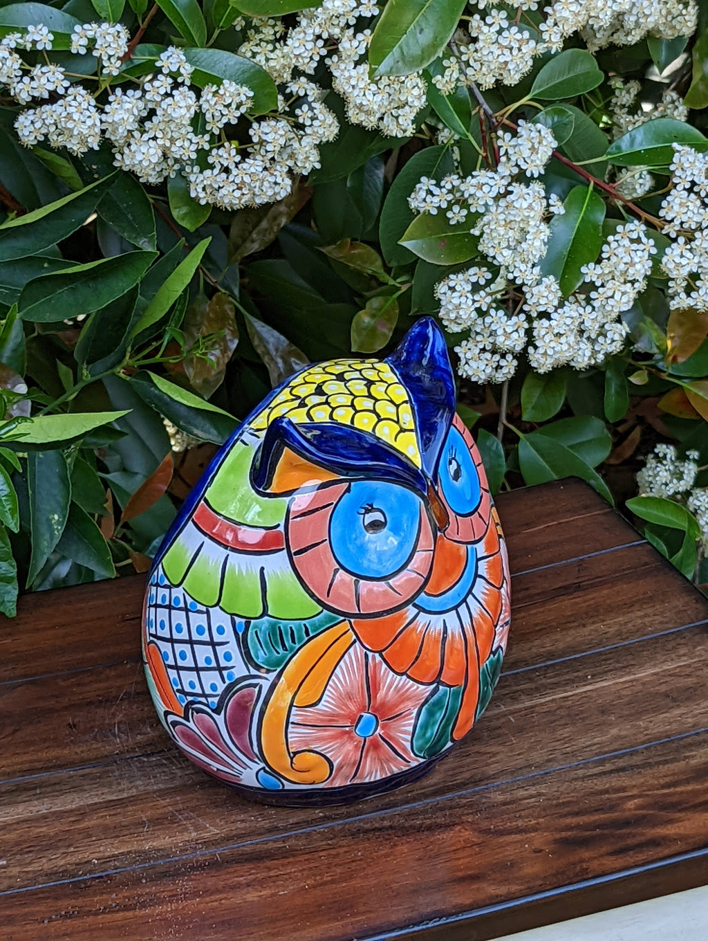 Owl Flower Pot, Ceramic Planter, Handmade Talavera Pottery, Outdoor Garden Decor, Indoor Planter Home Decor, Unique Gift for Birders