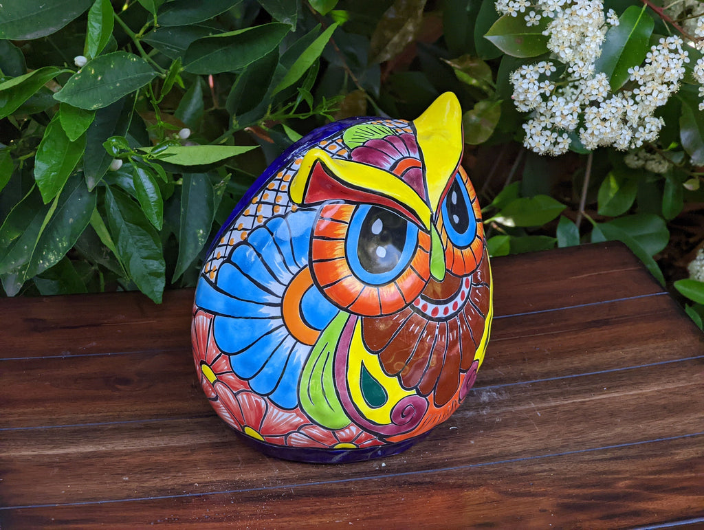 Owl Flower Pot, Talavera Ceramic Planter, Handmade  Pottery, Outdoor Garden Decor, Indoor Planter Home Decor, Unique Gift for Birders