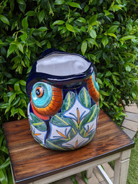Gorgeous 14" Owl Flower Pot, Ceramic Planter is Handmade Talavera Pottery for Outdoor Garden Decor, Unique Housewarming Gift