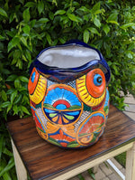 Gorgeous 14" Owl Flower Pot, Talavera Ceramic Planter, Handmade Pottery, Outdoor Garden Decor, Indoor Home Decor, Unique Gift for Birders