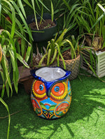 Gorgeous 14" Owl Flower Pot, Talavera Ceramic Planter, Handmade Pottery, Outdoor Garden Decor, Indoor Home Decor, Unique Gift for Birders