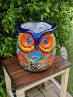 Gorgeous 14" Owl Flower Pot, Talavera Ceramic Planter, Handmade Pottery, Outdoor Garden Decor, Indoor Home Decor, Unique Gift for Birders