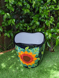 Colorful 13.5" Sunflower Pot, Talavera Ceramic Planter, Handmade Pottery, Outdoor Garden Decor, Indoor Home Decor, Unique Housewarming Gift