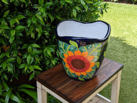 Colorful 13.5" Sunflower Pot, Talavera Ceramic Planter, Handmade Pottery, Outdoor Garden Decor, Indoor Home Decor, Unique Housewarming Gift