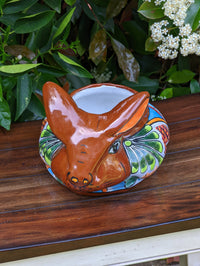 Rabbit Flower Pot, Colorful Talavera Pottery, Ceramic Planter, Indoor Home Decor, Outdoor Garden Decor, Hand Painted Rabbit Yard Decor