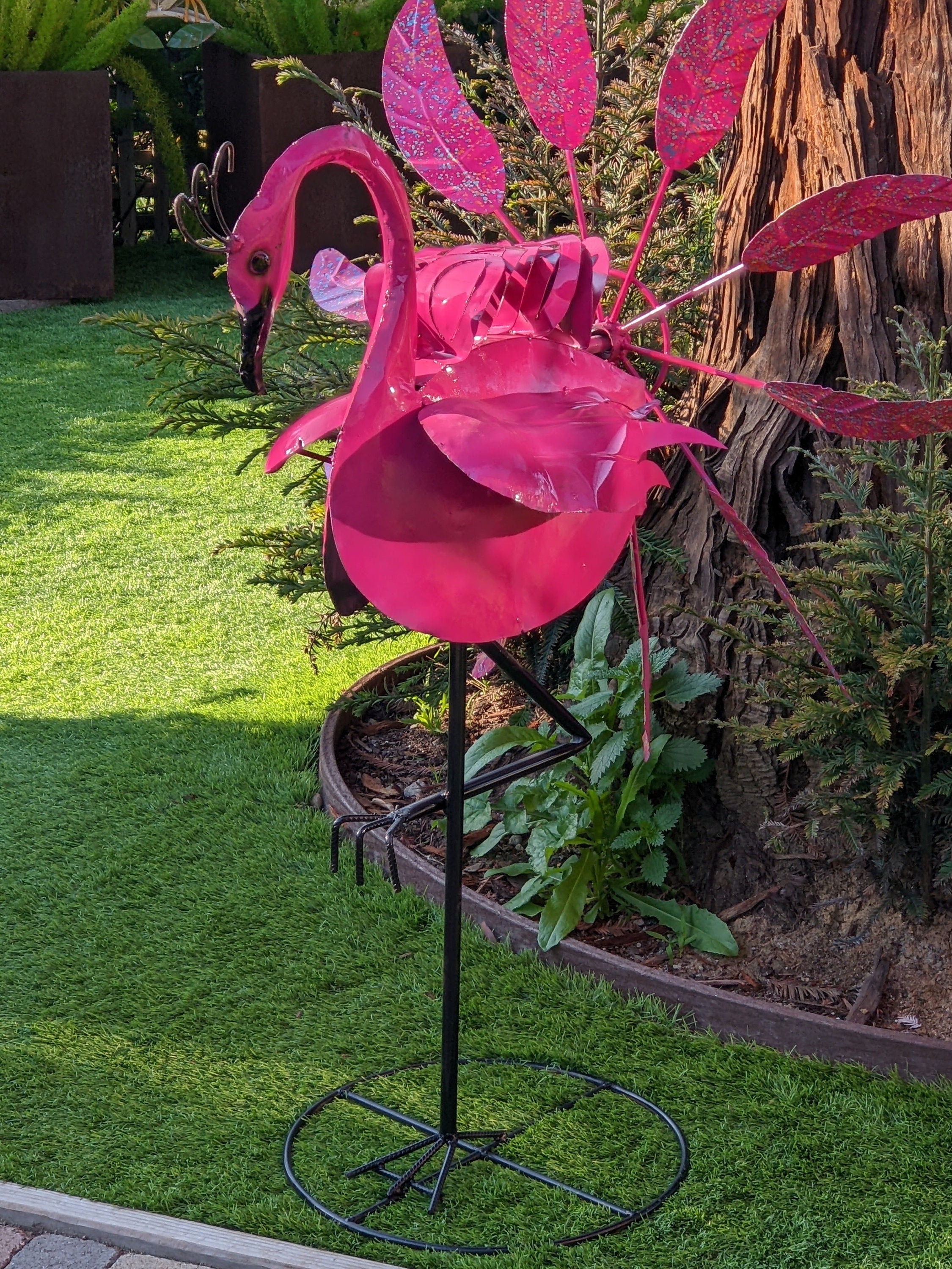 Flamingo Wind Spinner Garden Decor & Pool or Yard Art, Outdoor