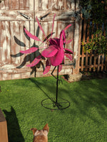 Flamingo Wind Spinner Garden Decor & Pool or Yard Art, Outdoor Decoration Will Rotate Fast on a Windy Day