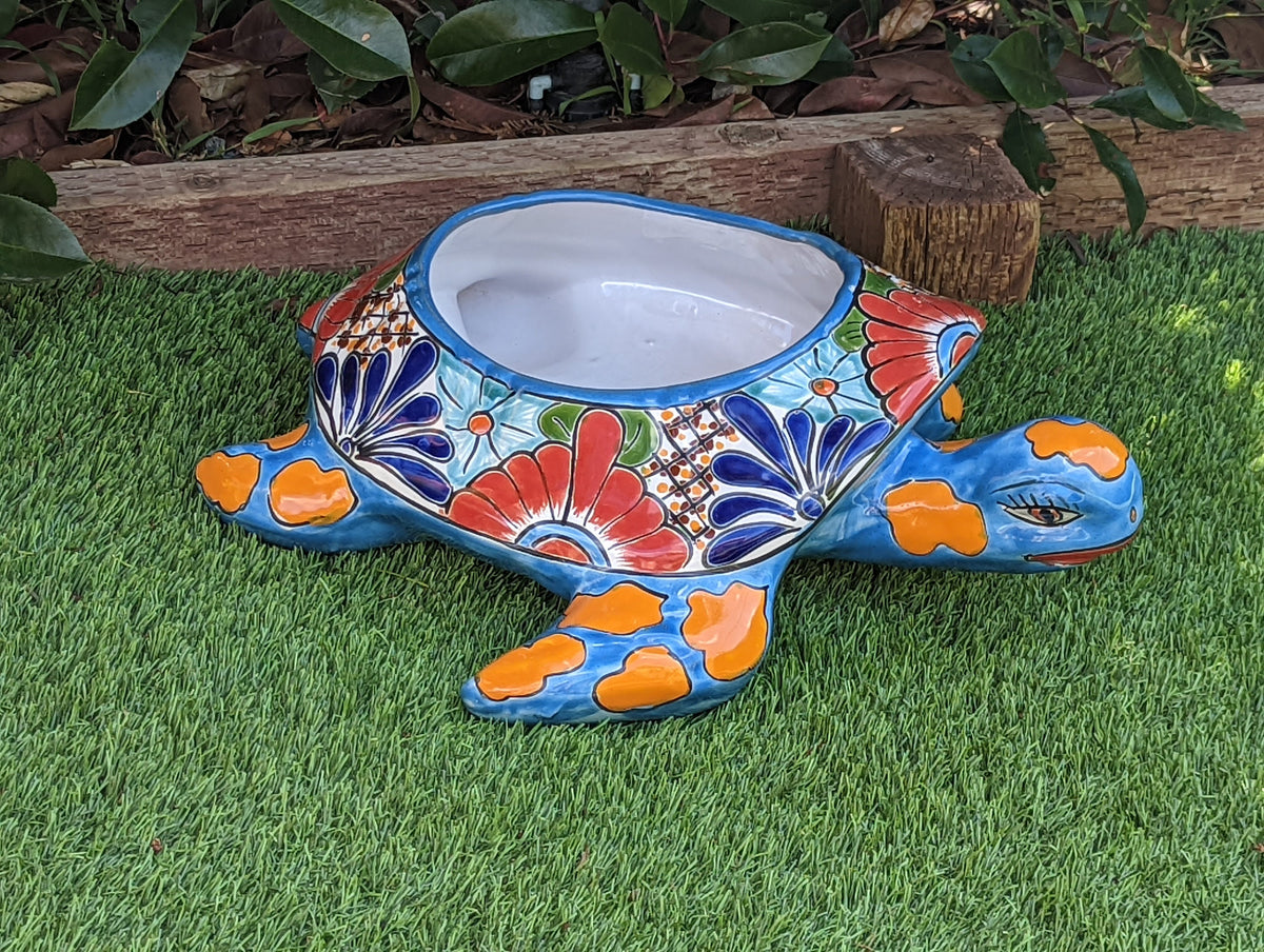 turtle pot planter Turtle Planter, Plant Pot Outdoor Indoor, Talavera Pottery, Handmade M – LUV2BRD