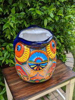 Gorgeous 14" Owl Flower Pot, Talavera Ceramic Planter, Handmade Pottery, Outdoor Garden Decor, Indoor Home Decor, Unique Gift for Birders