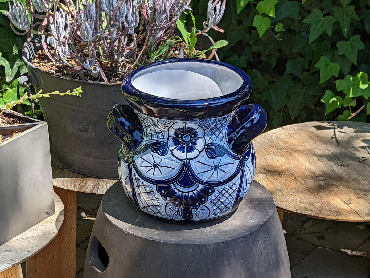 Colorful 10.5" Round Planter, Talavera Ceramic Flower Pot, Handmade Pottery, Outdoor Garden Decor, Indoor Home Decor, Unique Gift