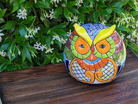 Owl Planter, Ceramic Flower Pot, Talavera Mexico Pottery, Colorful Indoor or Outdoor Owl Decor, Owl Gift figurine, Plant Pot, Home Decor