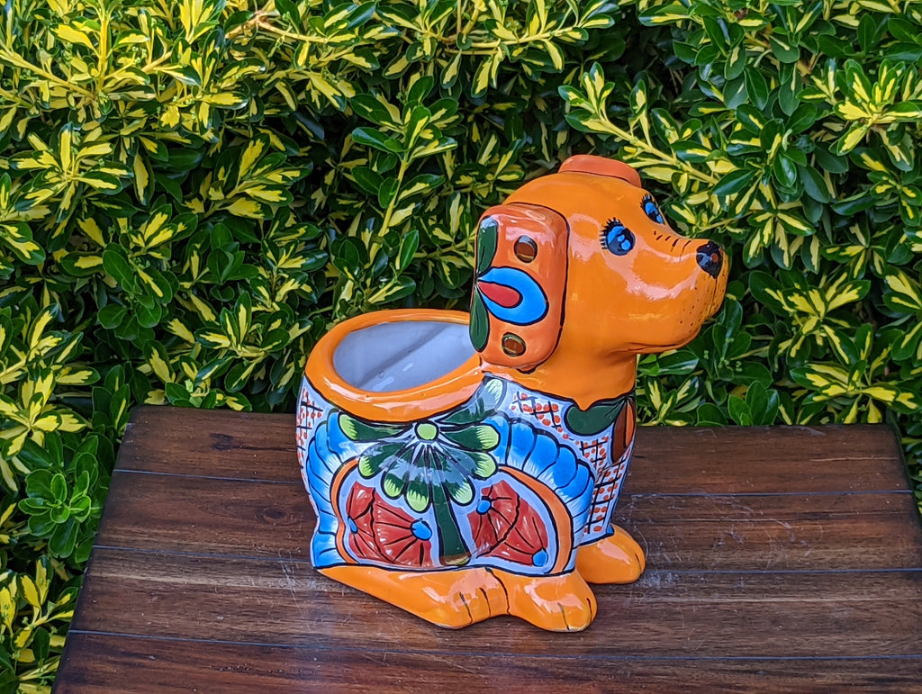 Cute Dog Flower Pot, Talavera Planter, Dog Decor, Flower Pots Outdoor, Dog Decorations, Handmade Mexican Talavera Pottery, Cute Dog Gifts