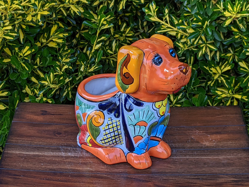 Cute Dog Flower Pot, Talavera Planter, Dog Decor, Flower Pots Outdoor, Dog Decorations, Handmade Mexican Talavera Pottery, Cute Dog Gifts