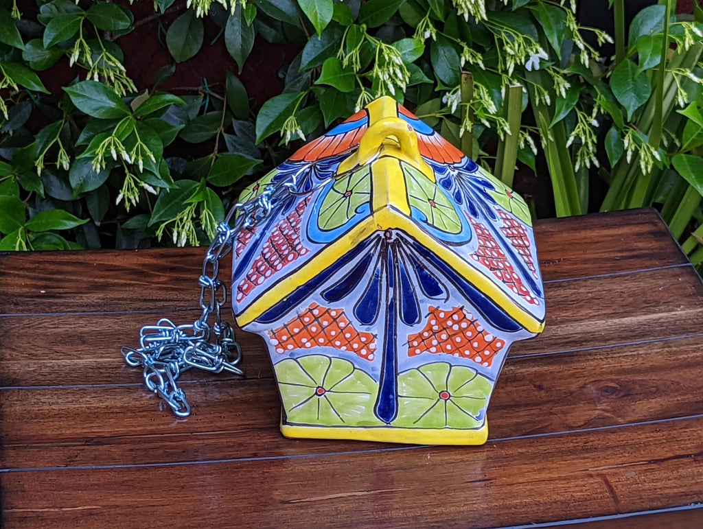 Ceramic Bird Feeder, Talavera Pottery, Decorative Outdoor Hanging Feeder Station, Handmade Mexican Pottery, Attract Wild Birds