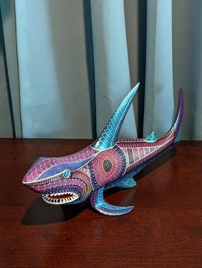 Shark Alebrije Figurine, Handmade Home Decor, Oaxaca Mexico FolkArt, Original Wood Sculpture, Carved Animal, Unique Gift