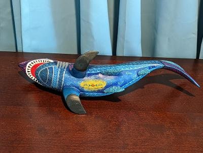 Shark Alebrije Figurine, Handmade Home Decor, Oaxaca Mexico FolkArt, Original Wood Sculpture, Carved Animal, Unique Gift