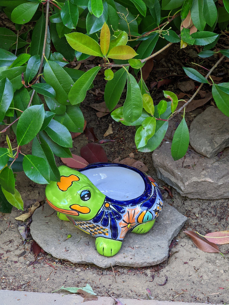 Frog Flower Pot, Colorful Ceramic Planter, Talavera Pottery, Indoor Outdoor Planter, Talavera Pot, Mexican Planter, Handmade Frog Pot