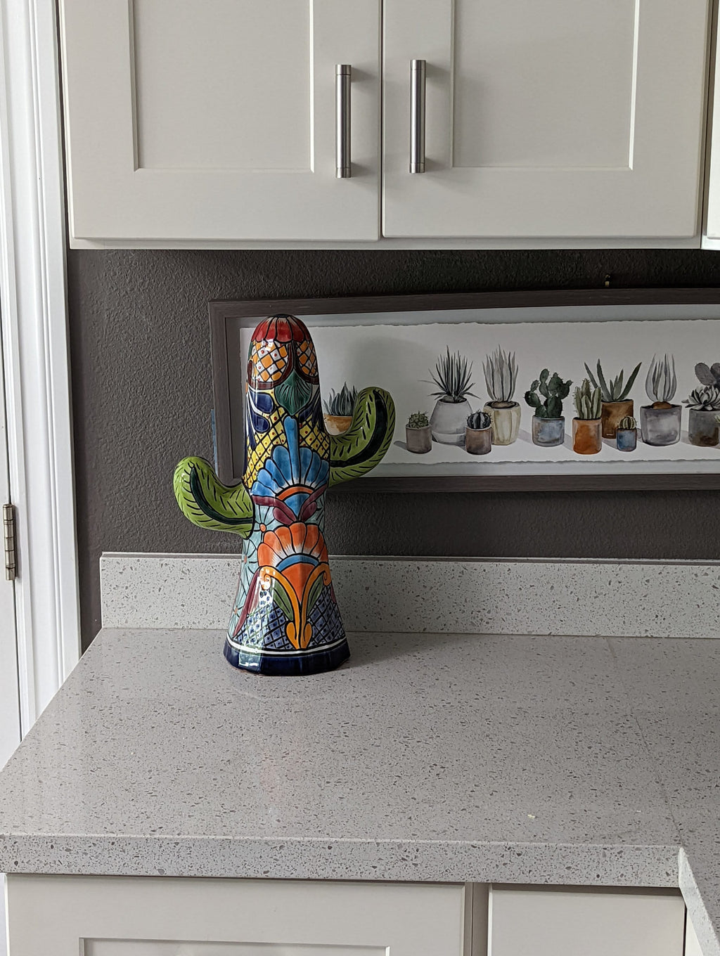 Saguaro Cactus Decor, Mexican Talavera Pottery, Cactus Room Decor - Bedroom, Bathroom, Cactus Decorations, Unique Gift