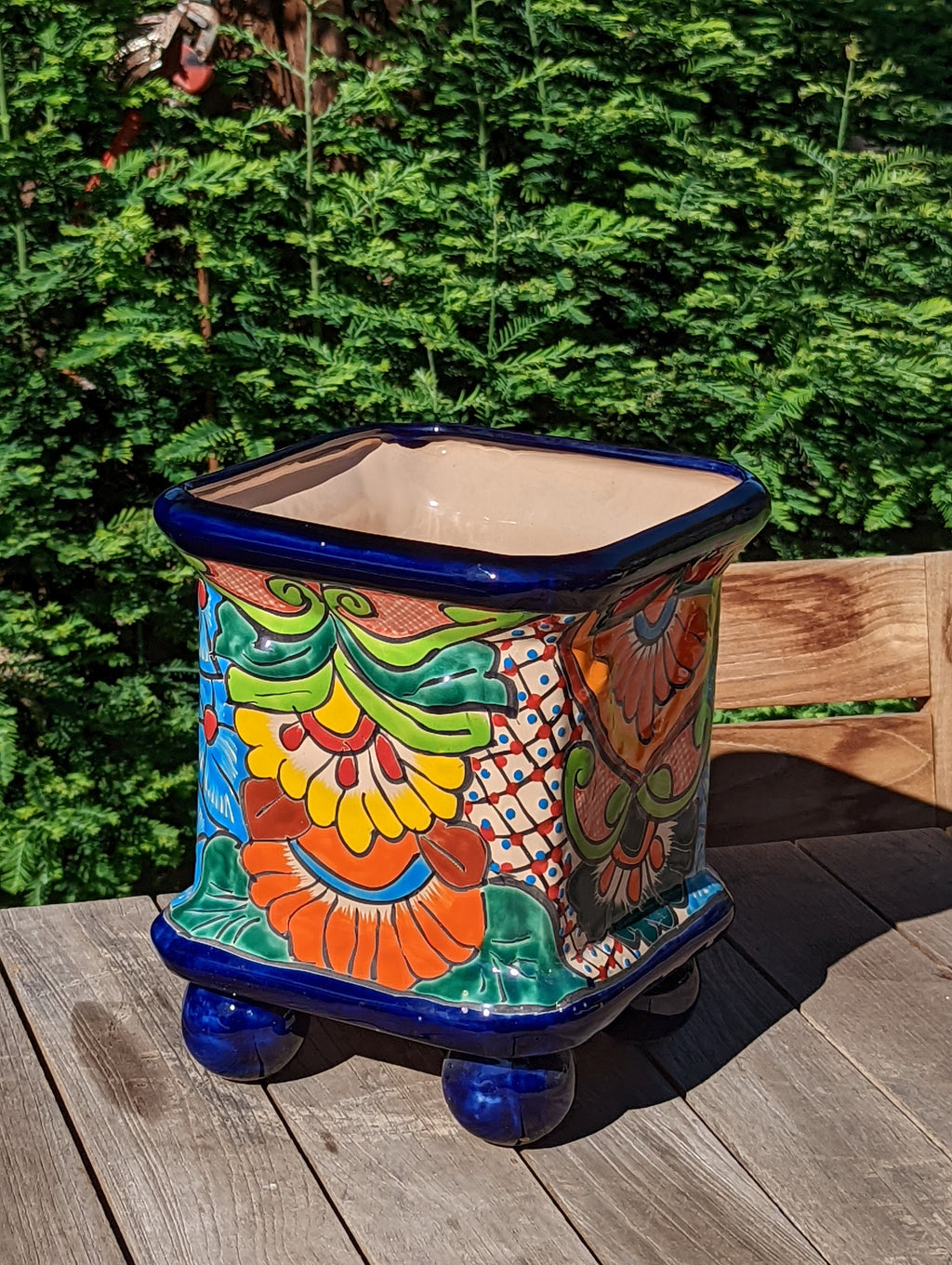 Gorgeous 4-Footed Planter, Talavera Ceramic Flower Pot, Handmade Pottery, Outdoor Garden Decor, Indoor Home Decor, Unique Housewarming Gift