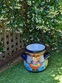 Colorful 10.5" Round Planter, Talavera Ceramic Flower Pot, Handmade Pottery, Outdoor Garden Decor, Indoor Home Decor, Unique Gift