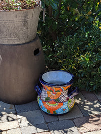 Colorful 10.5" Round Planter, Talavera Ceramic Flower Pot, Handmade Pottery, Outdoor Garden Decor, Indoor Home Decor, Unique Gift