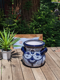 Colorful 10.5" Round Planter, Talavera Ceramic Flower Pot, Handmade Pottery, Outdoor Garden Decor, Indoor Home Decor, Unique Gift