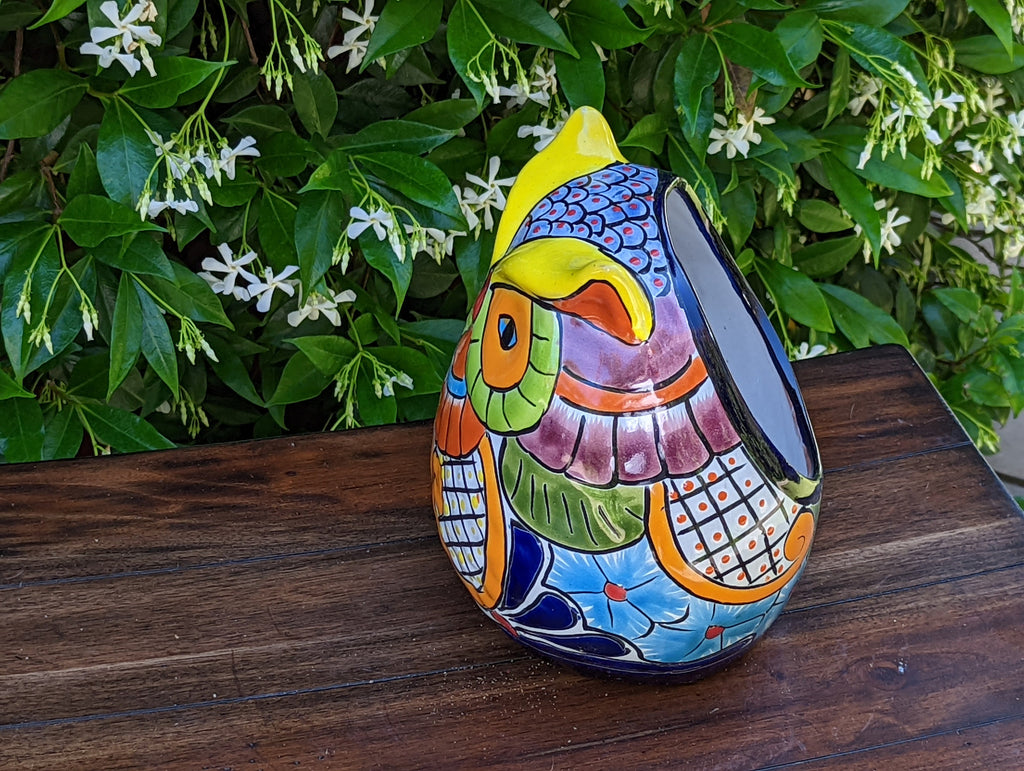 Owl Planter, Ceramic Flower Pot, Talavera Mexico Pottery, Colorful Indoor or Outdoor Owl Decor, Owl Gift figurine, Plant Pot, Home Decor