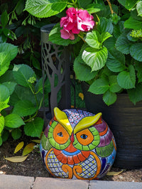Owl Planter, Ceramic Flower Pot, Talavera Mexico Pottery, Colorful Indoor or Outdoor Owl Decor, Owl Gift figurine, Plant Pot, Home Decor
