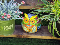 Owl Planter, Ceramic Flower Pot, Talavera Mexico Pottery, Colorful Indoor or Outdoor Owl Decor, Owl Gift figurine, Plant Pot, Home Decor