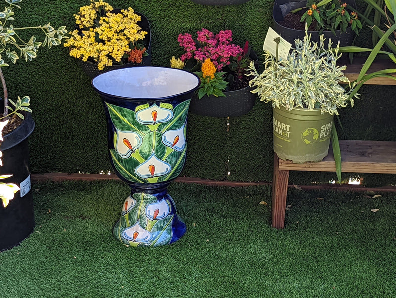 Lily Flower Pot Talavera Ceramic Planter | 22" Handmade Pottery for Outdoor Yard Decor, Home Decor, Housewarming Gift