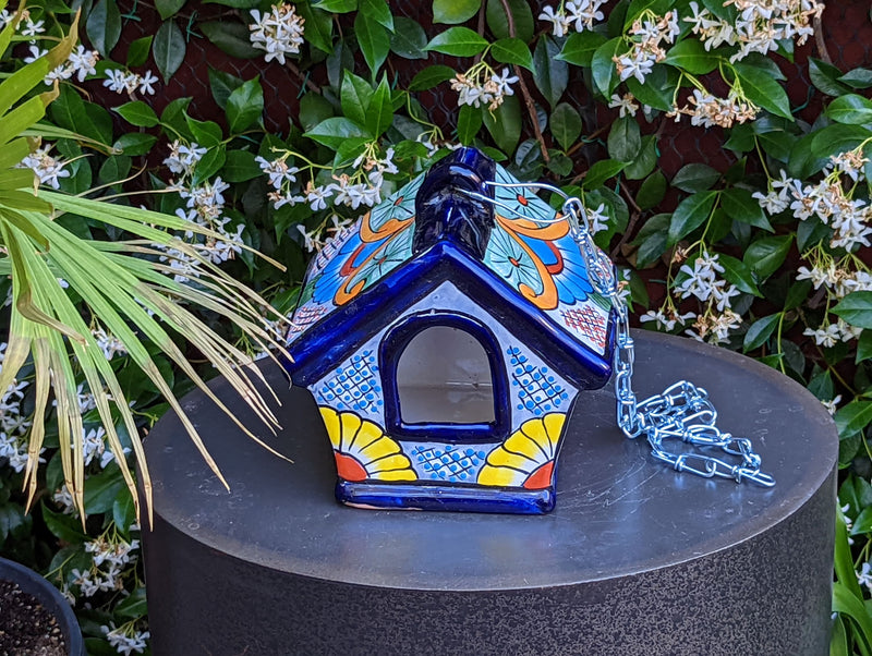 Ceramic Bird Feeder, Talavera Pottery, Decorative Outdoor Hanging Feeder Station, Handmade Mexican Pottery, Attract Wild Birds